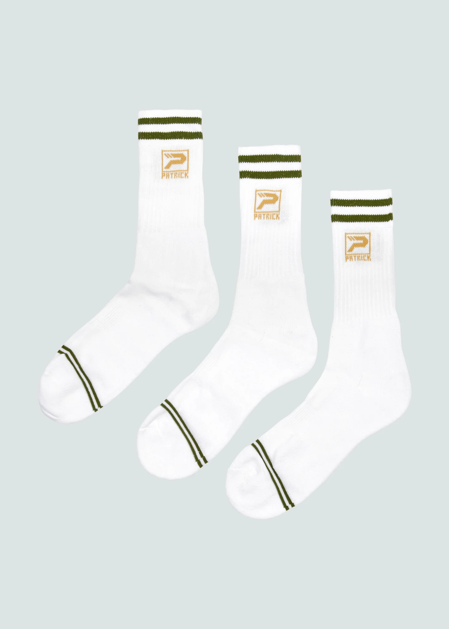 Rio Crew Sock 3 Pack - White/Dark Green - Image 3