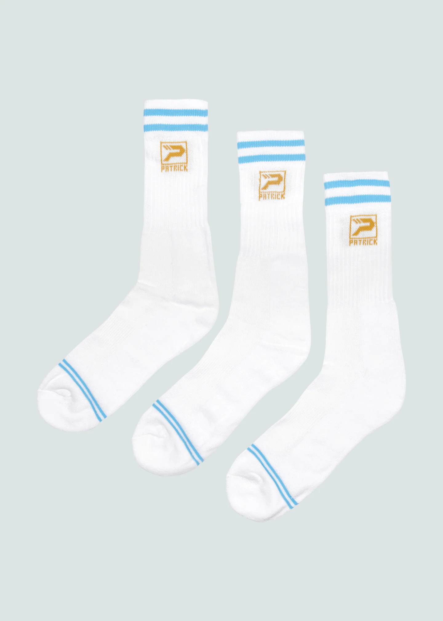 Rio Crew Sock 3 Pack - White/Light Blue - Image 3