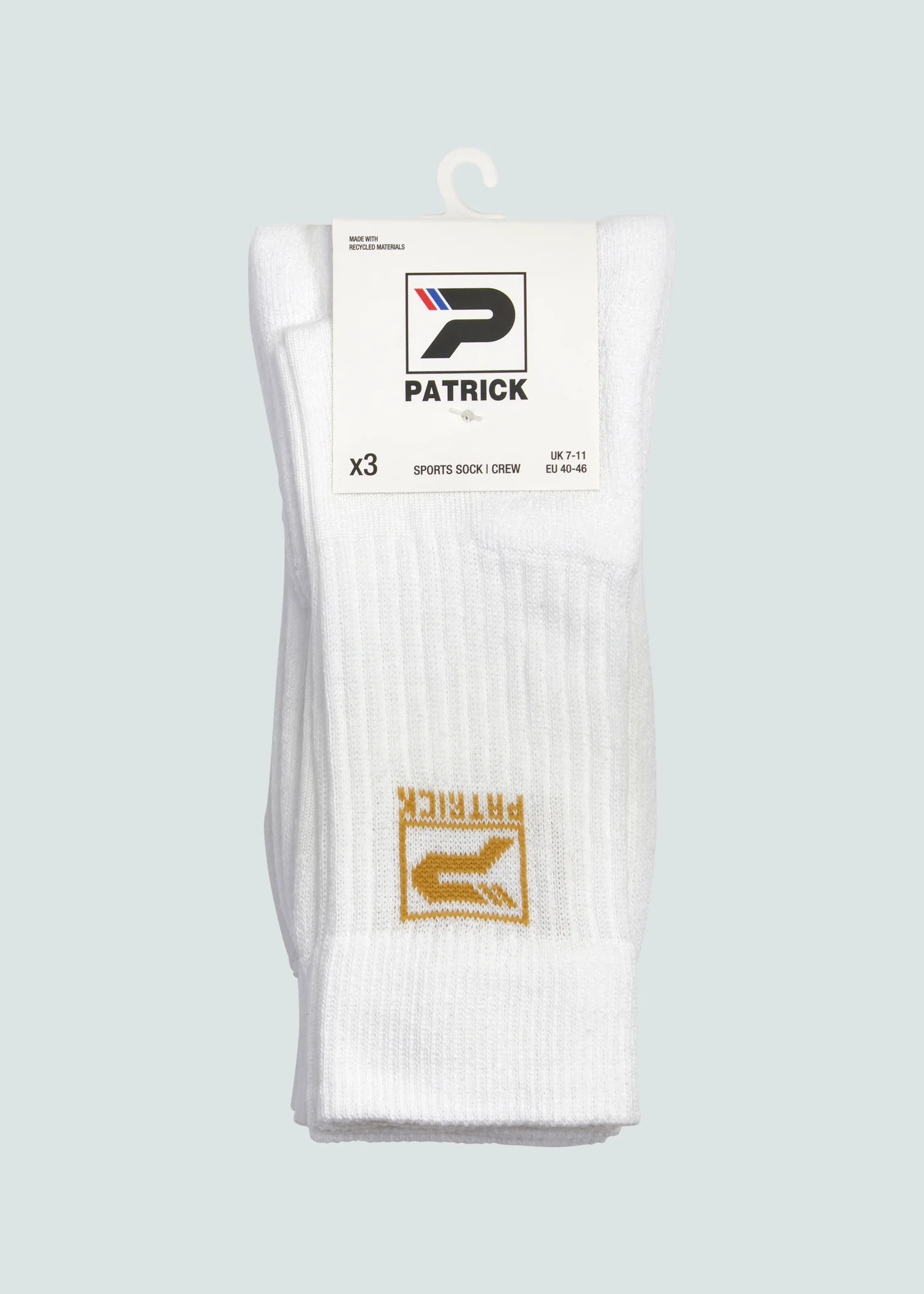 Villan Crew Sock 3 Pack - White/Gold